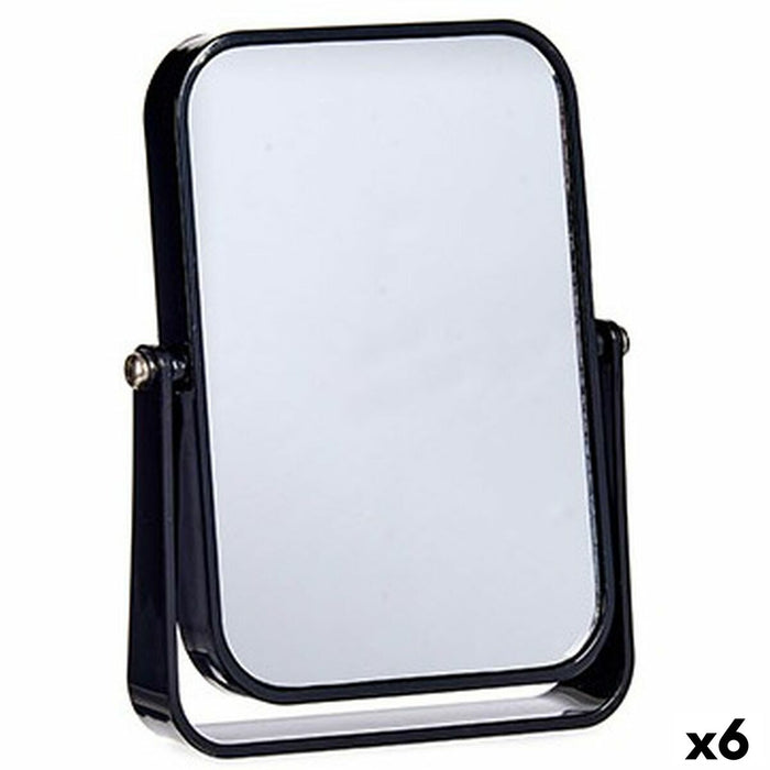 Oglindă cu Efect de Mărire Negru Geam Plastic 2,5 x 19,5 x 16 cm (6 Unități)