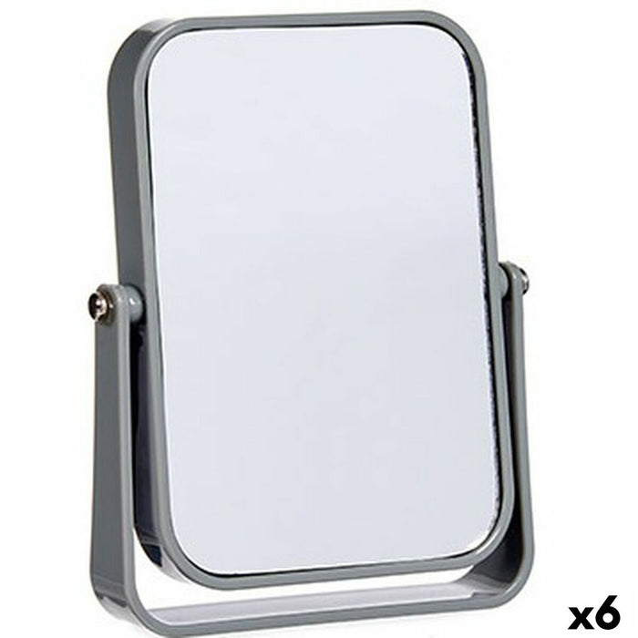 Oglindă cu Efect de Mărire Gri Geam Plastic 2,5 x 19,5 x 16 cm (6 Unități)