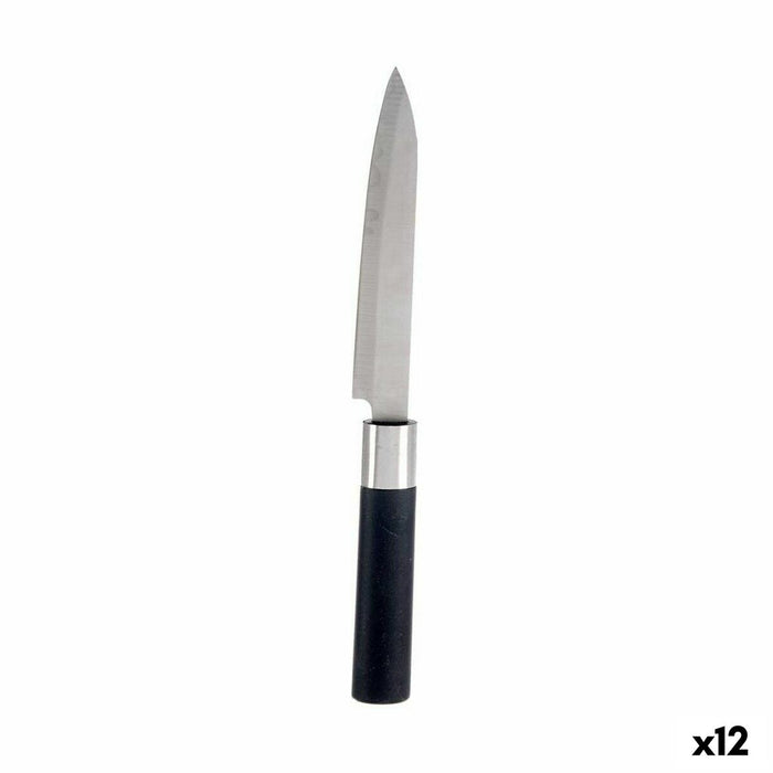 Cuțit de bucătărie 3 x 23,5 x 2 cm Argintiu Negru Oțel inoxidabil Plastic (12 Unități)