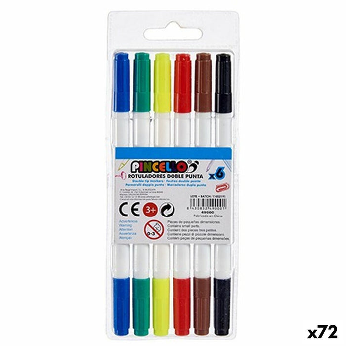 Set de Carioci Cu două capete Multicolor (72 Unități)