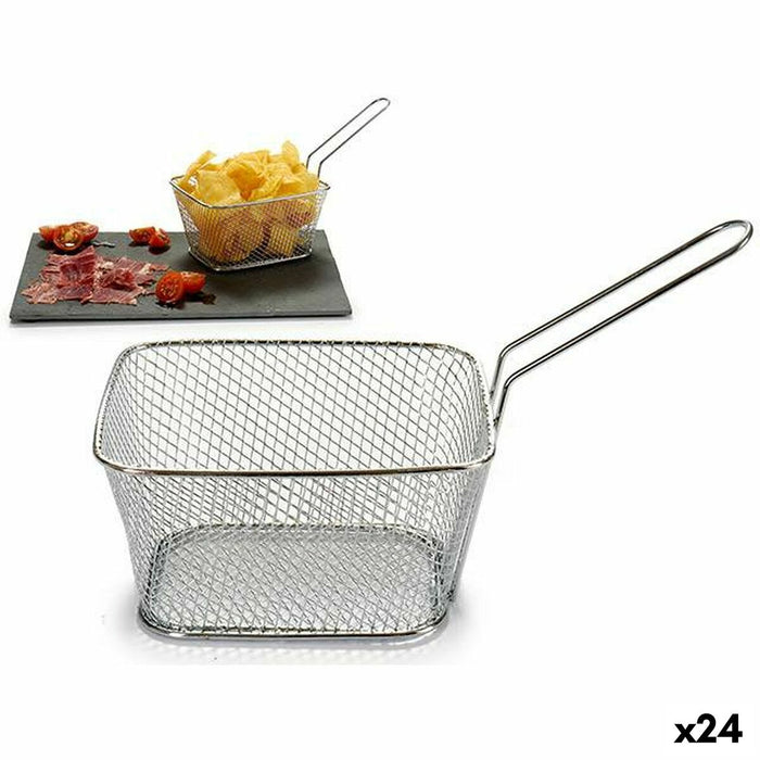 Coș pentru prezentat aperitive Argintiu Fier 24 x 13 x 11 cm (24 Unități)