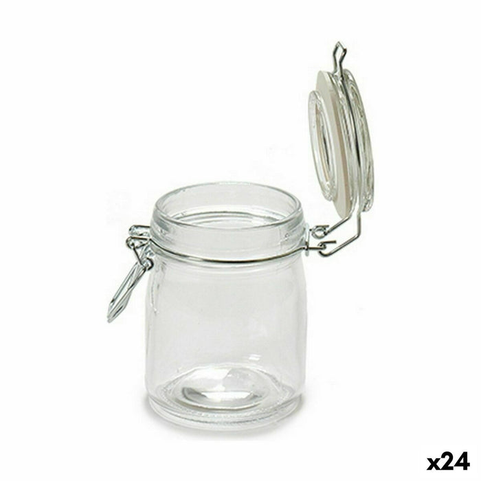 Borcan Închidere ermetică Transparent Silicon Crom 150 ml 9 x 9,5 x 6,5 cm (24 Unități)