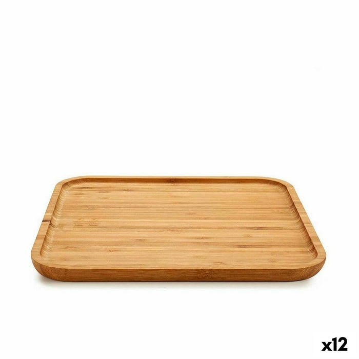 Tavă pentru gustari Pătrat Maro Bambus 30 x 1,5 x 30 cm (12 Unități)
