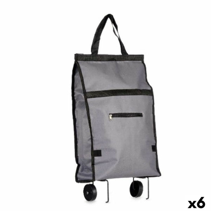 Cărucior de cumpărături Pliabil Cu roți 32 x 15 x 63 cm Gri (6 Unități)