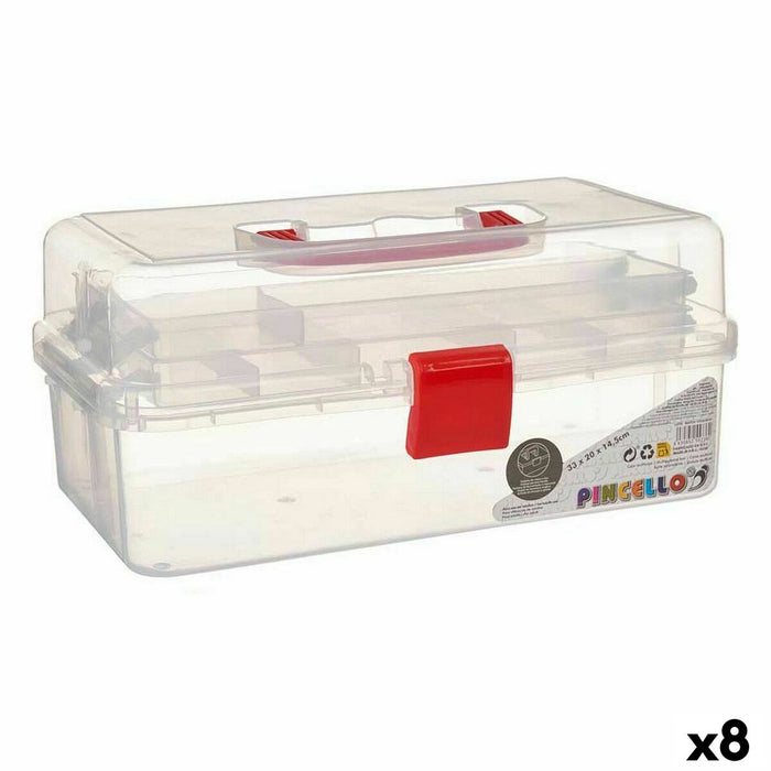 Cutie Multifuncțională Roșu Transparent Plastic 33 x 15 x 19,5 cm (8 Unități)
