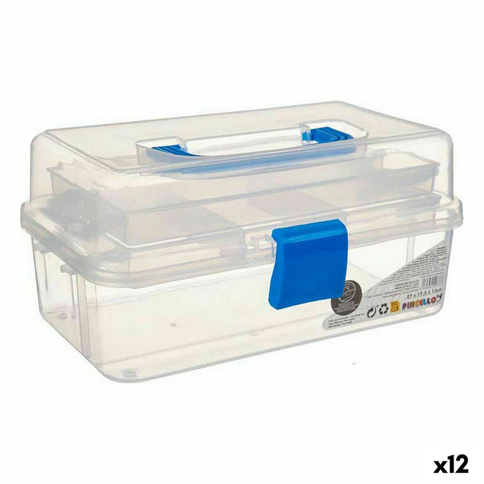 Cutie Multifuncțională Albastru Transparent Plastic 27 x 13,5 x 16 cm (12 Unități)