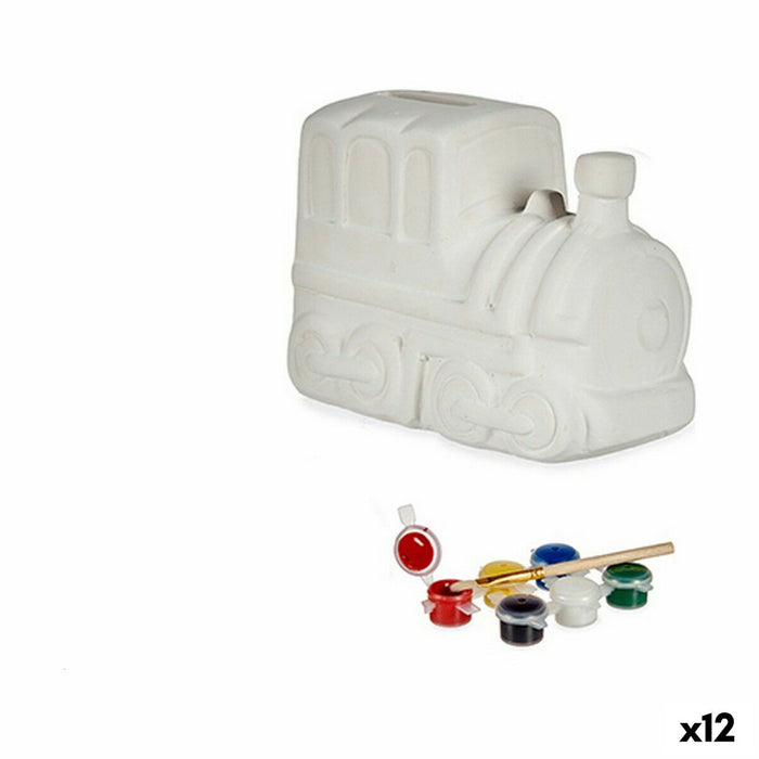 Piggy Bank pentru vopsit Tren 13,2 x 9,5 x 8,5 cm Ceramică (12 Unități)