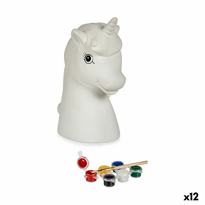 Piggy Bank pentru vopsit Unicorn Ceramică 10 x 14,5 x 8,5 cm (12 Unități)