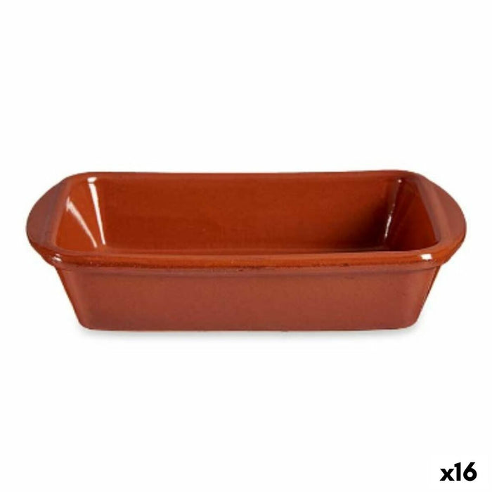 Vas pentru Cuptor Dreptunghiular Argilă arsă 14,5 x 4 x 20 cm (16 Unități)