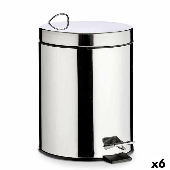 Coș de gunoi pentru hârtie cu pedală Argintiu Oțel inoxidabil Plastic 3 L (6 Unități)