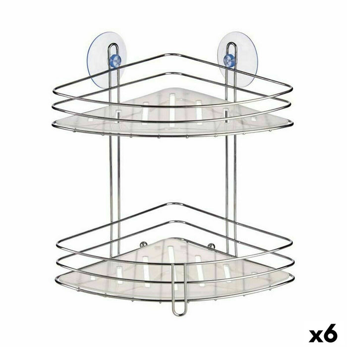 Etajeră de Colț Duș Transparent Crom Plastic 26,9 x 26,5 x 19,8 cm (6 Unități)