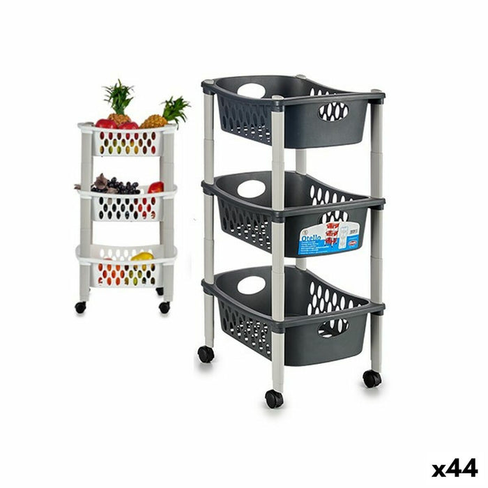 Cărucior pentru legume Stefanplast Alb Antracit Plastic 40 x 29,5 x 68,5 cm (44 Unidades)