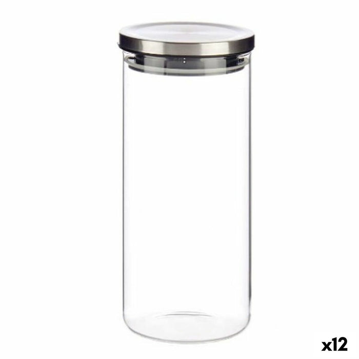 Borcan Închidere ermetică Argintiu Silicon Oțel 1,3 L 10,2 x 22,8 x 10,2 cm (12 Unități)