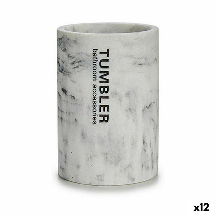 Suport pentru periuțe de dinți Tumbler Alb Rășină 7,5 x 10,2 x 7,5 cm (12 Unități)