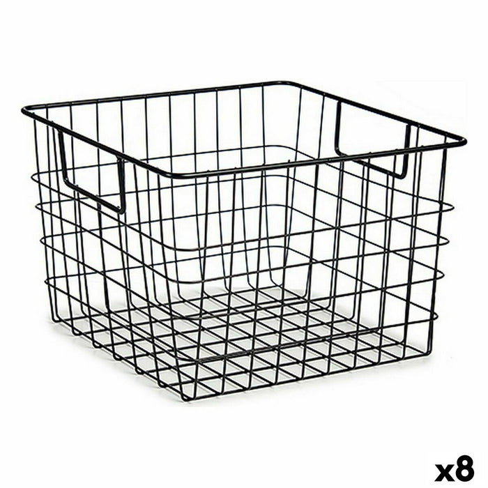 Coș Cu mânere Negru Oțel 29 x 19,5 x 32 cm (8 Unități)