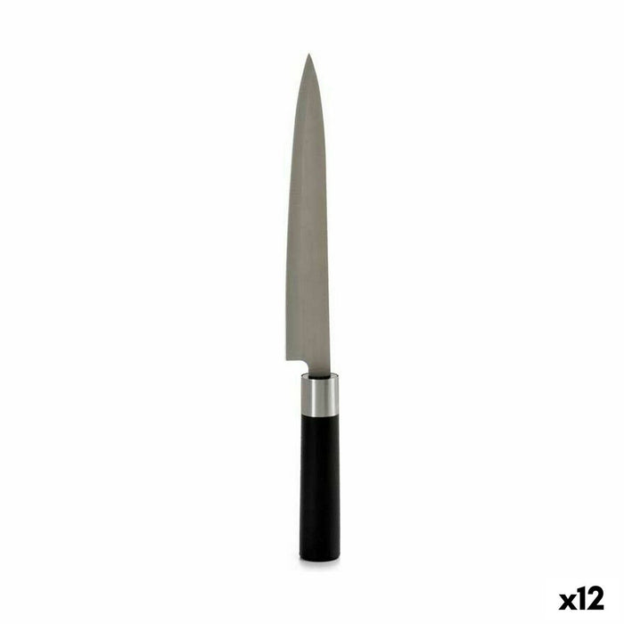 Cuțit de bucătărie 3,5 x 33,5 x 2,2 cm Argintiu Negru Oțel inoxidabil Plastic (12 Unități)