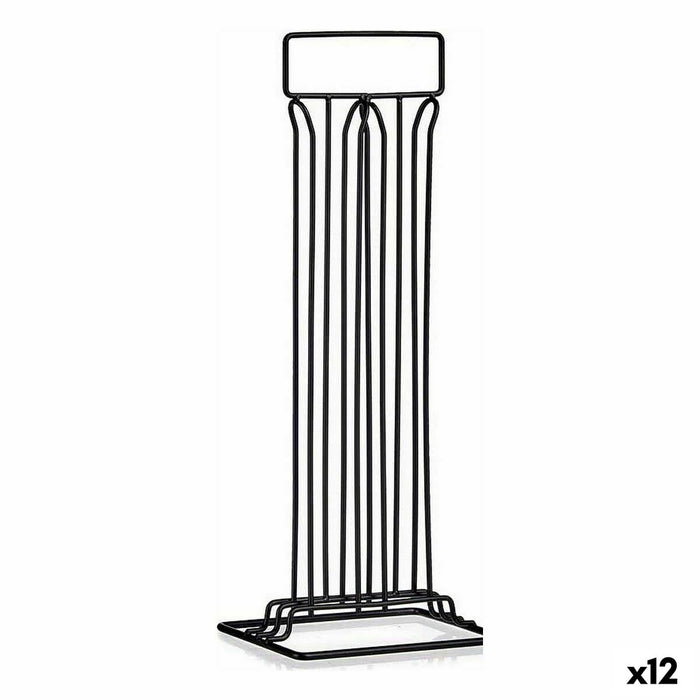 Organizator de capsule de cafea Negru Oțel 15,5 x 37,5 x 10 cm (12 Unități)