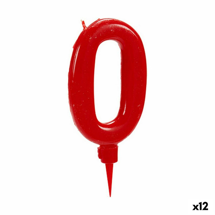 Lumânare Roșu Aniversare Numere 0 (12 Unități)