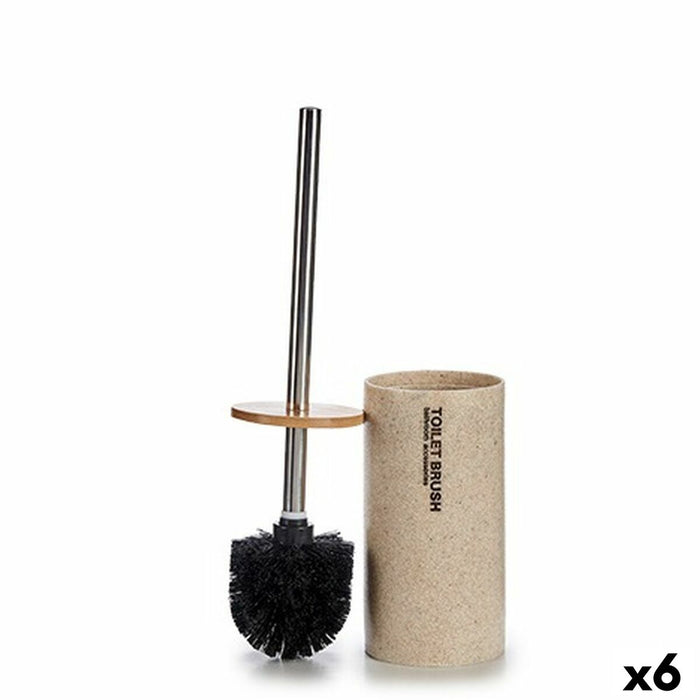 Perie pentru toaletă Bej Argintiu Metal Rășină Bambus 9,6 x 37,5 x 9,6 cm (6 Unități)