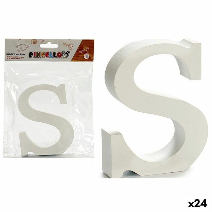 Literă S Alb Lemn 2 x 16 x 14,5 cm (24 Unități)