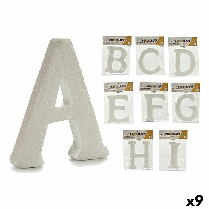 Litere ABCDEFGHI Alb polistiren 2 x 23 x 17 cm (9 Unități)