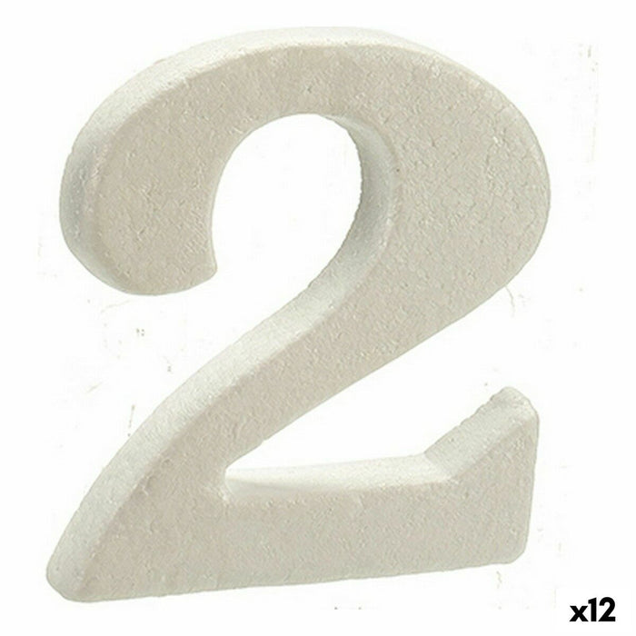 Numere 2 Alb polistiren 2 x 15 x 10 cm (12 Unități)