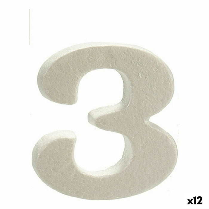 Numere 3 Alb polistiren 2 x 15 x 10 cm (12 Unități)