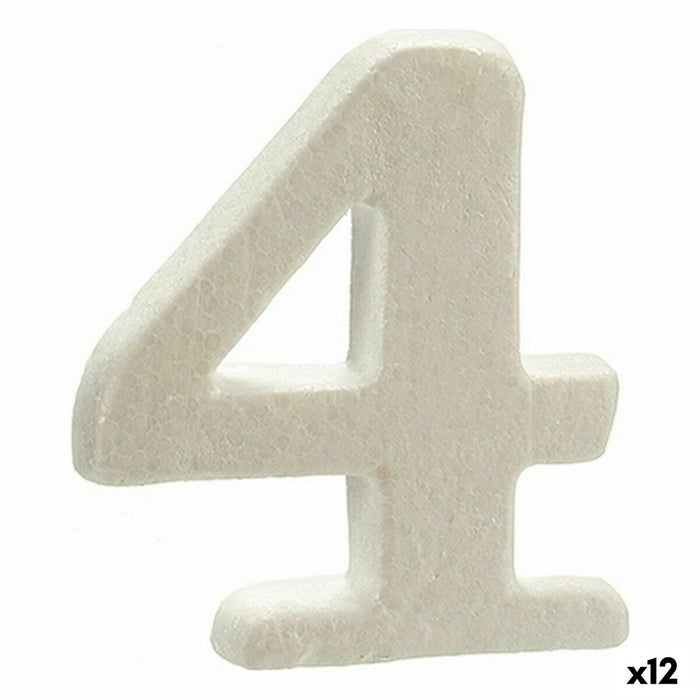 Numere 4 Alb polistiren 2 x 15 x 10 cm (12 Unități)