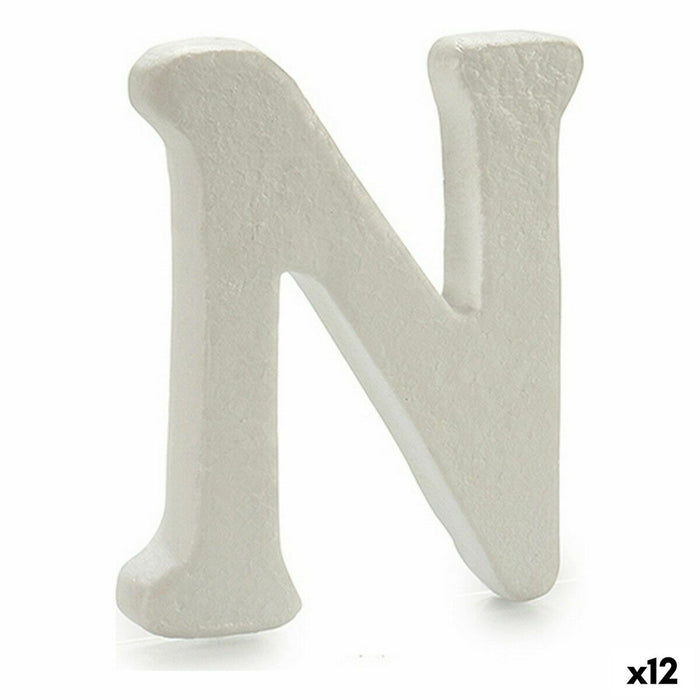 Literă N Alb polistiren 1 x 15 x 13,5 cm (12 Unități)
