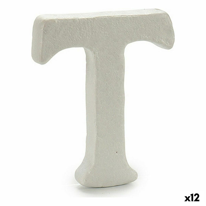 Literă T Alb polistiren 1 x 15 x 13,5 cm (12 Unități)