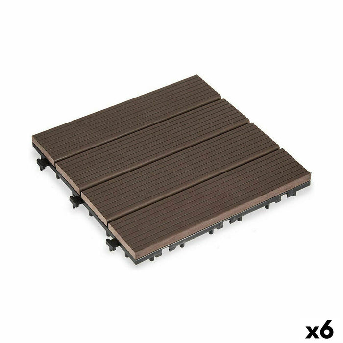 Plăci de pardoseală interconectate Compozit Maro Polietilenă 30 x 2,6 x 30 cm (6 Unități)