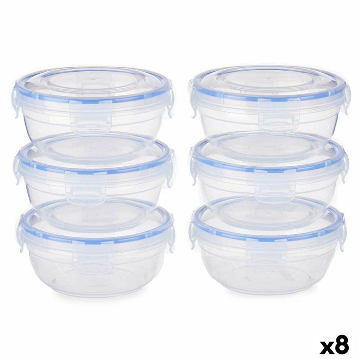 Set de Cutii pentru Prânz Ermetic Albastru Transparent Plastic 800 ml 15,5 x 7,5 x 15,5 cm (8 Unități)