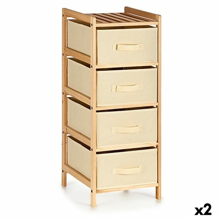 Dulap cu Sertare Crem Lemn Textilă 34 x 84,5 x 36 cm (2 Unități)