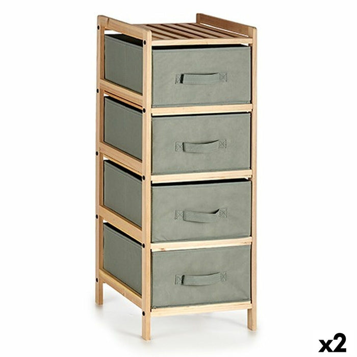 Dulap cu Sertare Gri Lemn Textilă 34 x 84,5 x 36 cm (2 Unități)