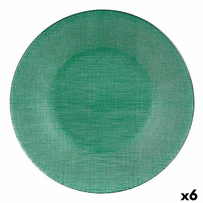 Platou Plat Verde Sticlă 27,5 x 2 x 27,5 cm (6 Unități)