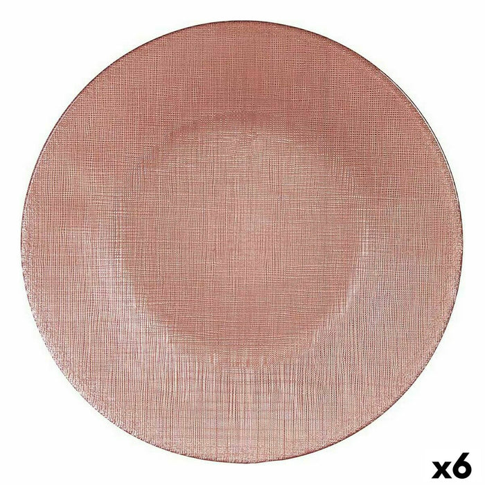 Platou Plat Roz Sticlă 26,6 x 2 x 26,6 cm (6 Unități)