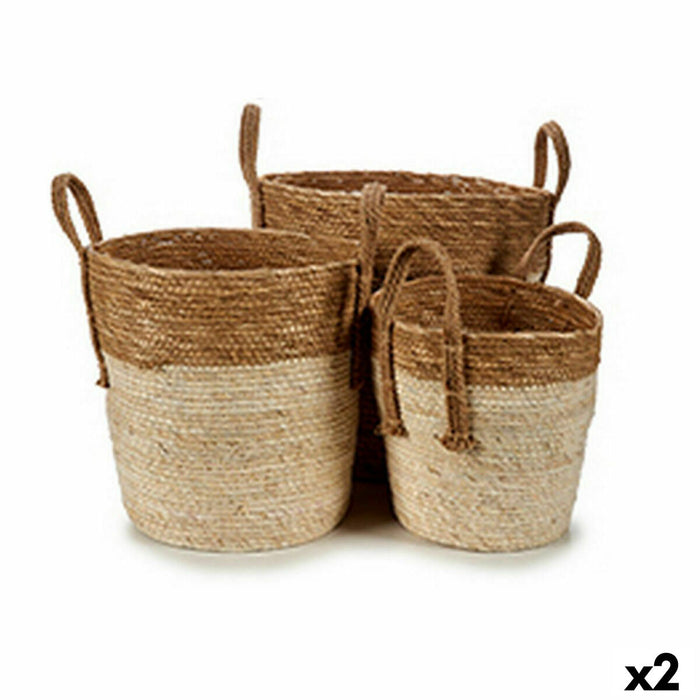 Set de Coșuri Maro Natural Pai (2 Unități)