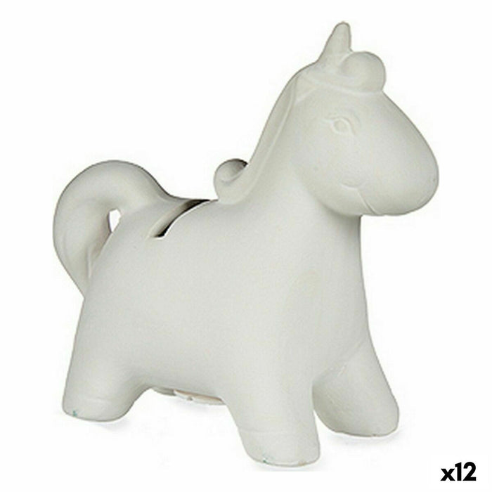 Piggy Bank pentru vopsit Unicorn Ceramică 6,4 x 13 x 14 cm (12 Unități)