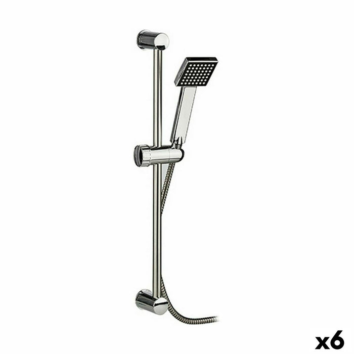Un cap de duş cu furtun pentru a direcţiona fluxul de apă Pătrat Argintiu Oțel Plastic 18 x 8 x 72,5 cm (6 Unități)