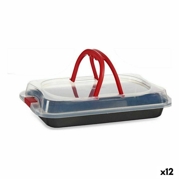 Caserolă Cu Capac Negru Roșu Fier 36,5 x 24 x 7,5 cm (12 Unități)
