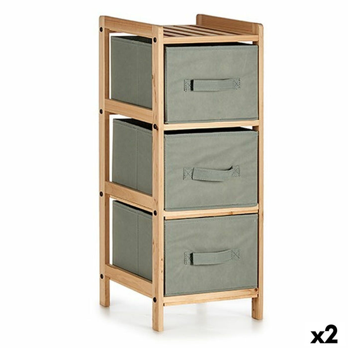 Dulap cu Sertare Gri Lemn Textilă 28 x 70 x 29,5 cm (2 Unități)