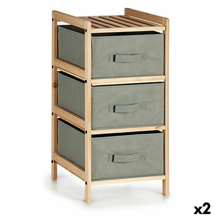 Dulap cu Sertare Gri Lemn Textilă 36 x 66 x 34 cm (2 Unități)
