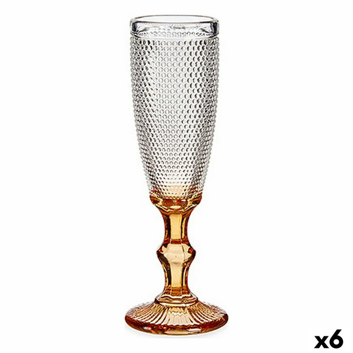 Pahar de șampanie Puncte Chihlimbar Sticlă 180 ml (6 Unități)