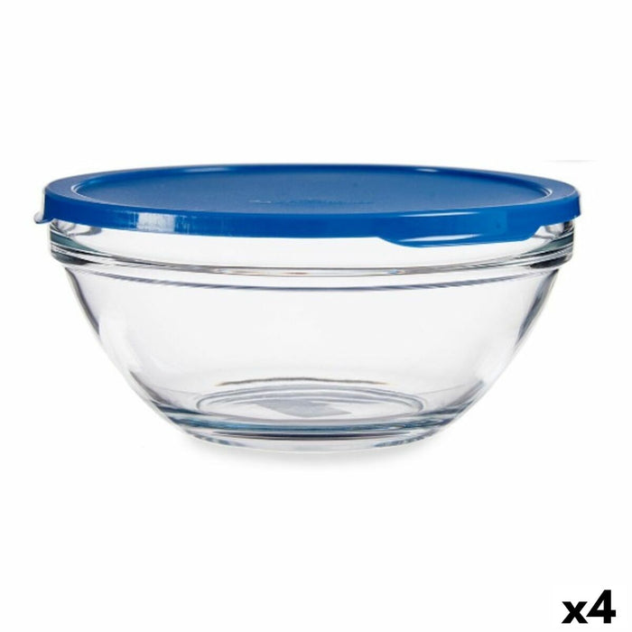 Cutie rotundă pentru prânz cu capac Chefs Albastru 2,5 L 23,7 x 10,1 x 23,7 cm (4 Unități)