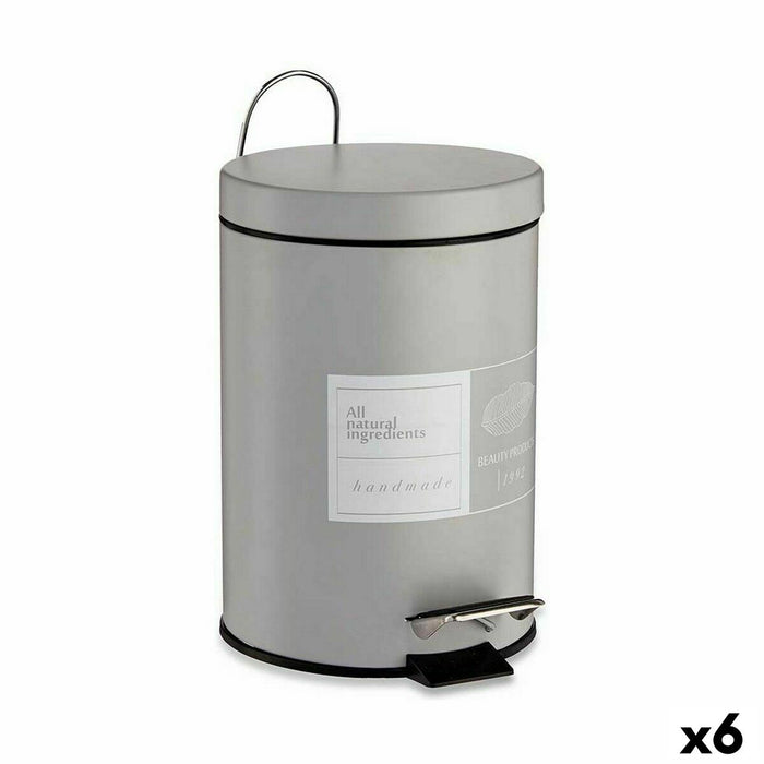 Coș de gunoi pentru hârtie cu pedală Beauty Products Alb Gri Oțel Plastic 3 L (6 Unități)