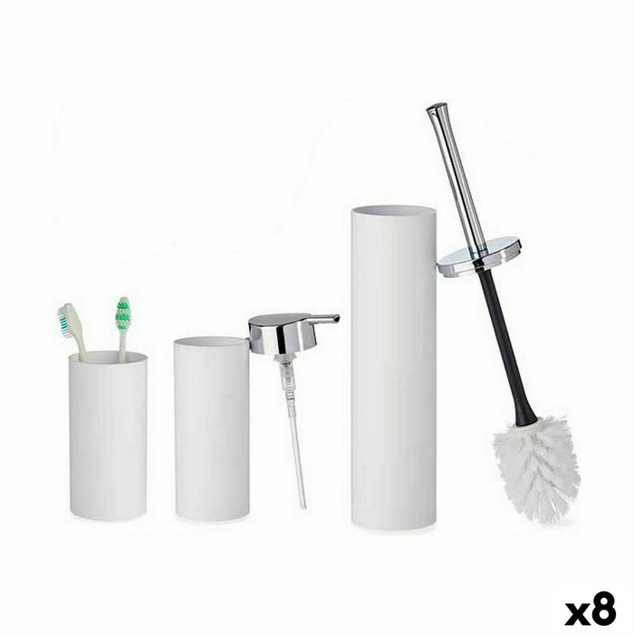 Set de Baie Alb Plastic (8 Unități)
