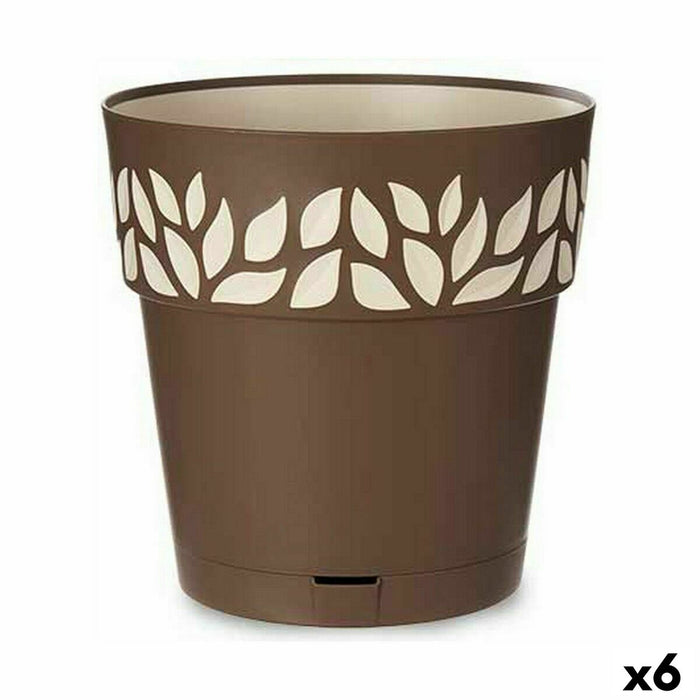 Ghiveci cu auto-udare Stefanplast Cloe Maro Plastic 29 x 29 x 29 cm (6 Unități)