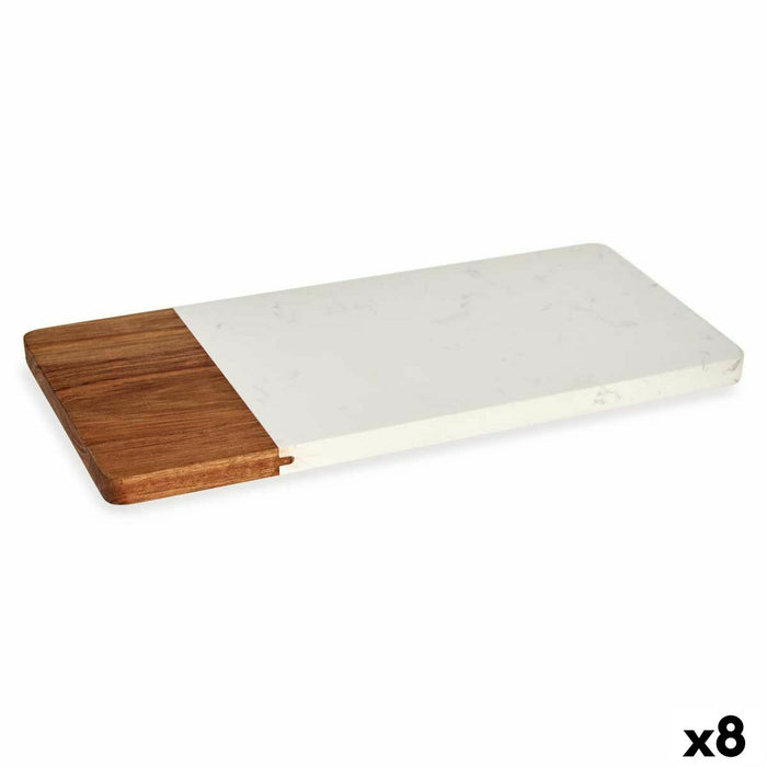 Masă de tăiat Alb Marmură Lemn de salcâm 15 x 1,3 x 30 cm (8 Unități)