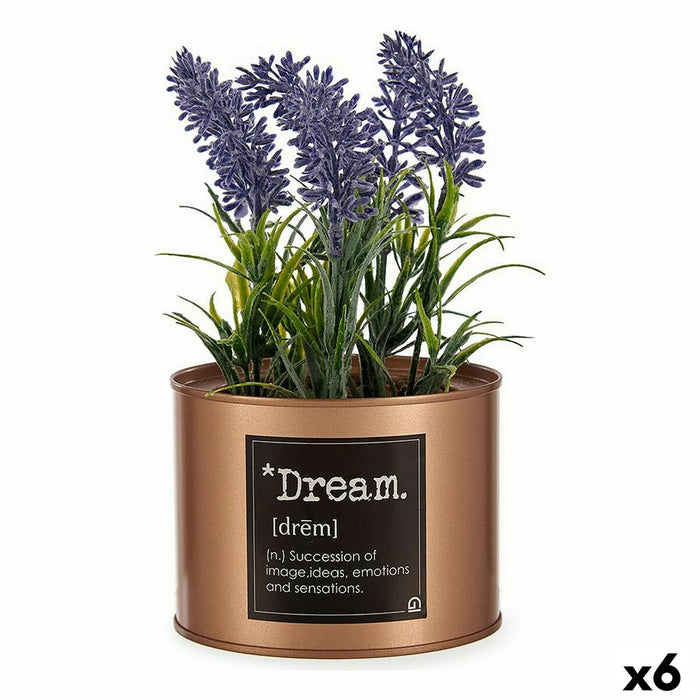 Plantă decorativă Lavandă Doză Mov Metal Cupru Verde Plastic 10 x 18 x 10 cm (6 Unități)