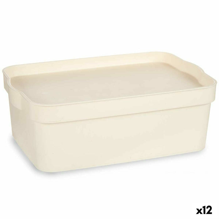 Cutie de depozitare cu capac Crem Plastic 6 L 21,5 x 11 x 31,5 cm (12 Unități)